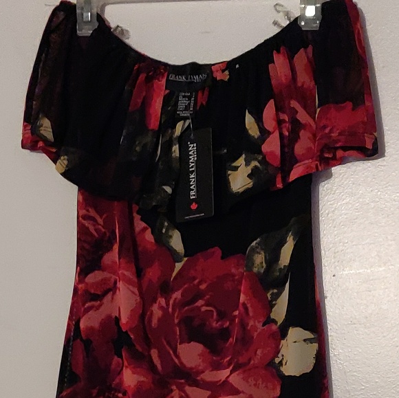 Frank Lyman off-the-shoulder black floral dress - Picture 4 of 5
